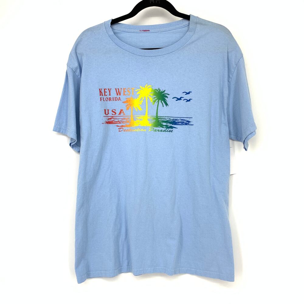 Vintage Key West Florida Graphic T-Shirt Mens Apx Sz M Blue Short Sleeve